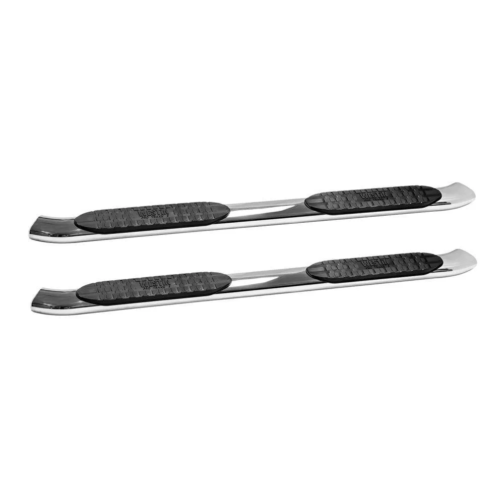 21-54010 – WESTIN Nerf Bar, With Step Pads 5 Inch Oval Bent Polished Stainless Steel With Welded End Caps Rocker Pane...